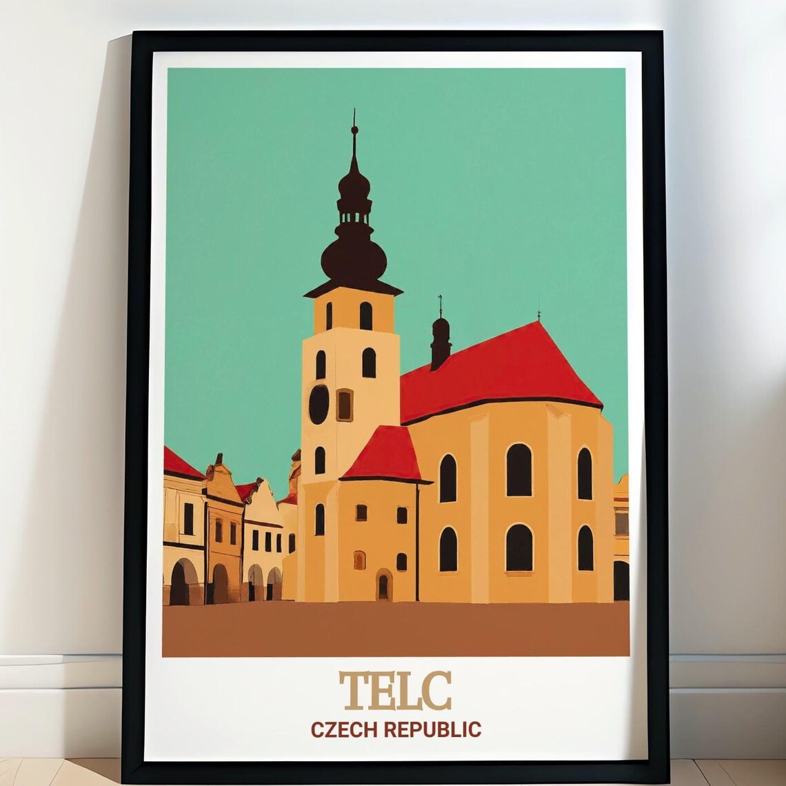Telc St James Church Historic Czech Republic Old Town Travel Poster