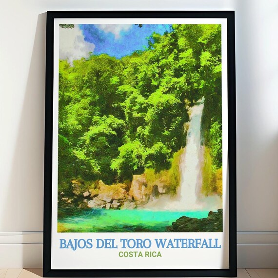 Bajos Del Toro Waterfall Costa Rica Jungle Cascade Travel Poster