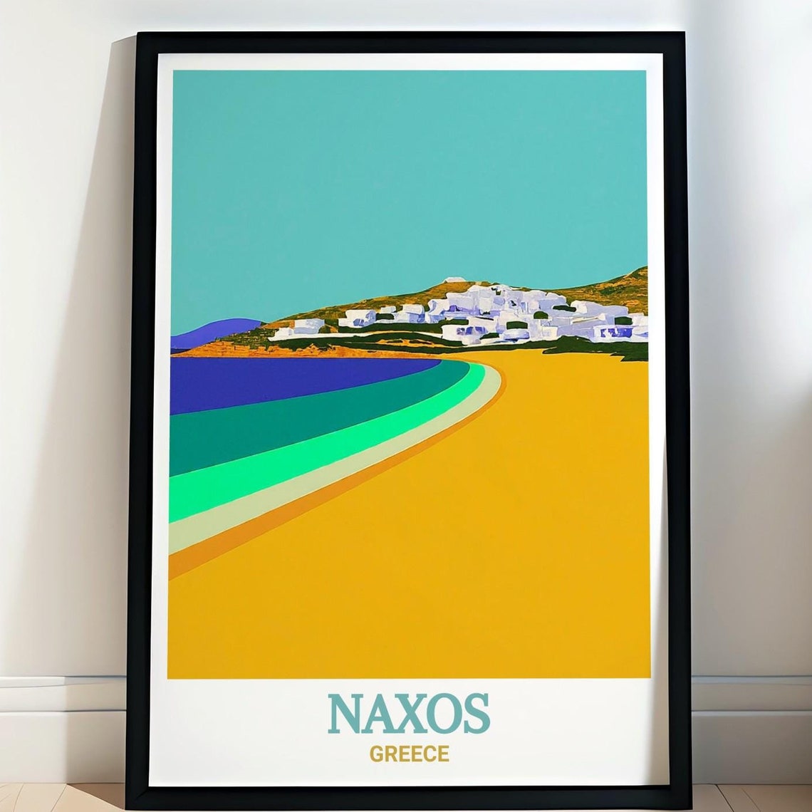 Naxos Greece Agios Georgios Beach Minimalist Pop Art Style Poster