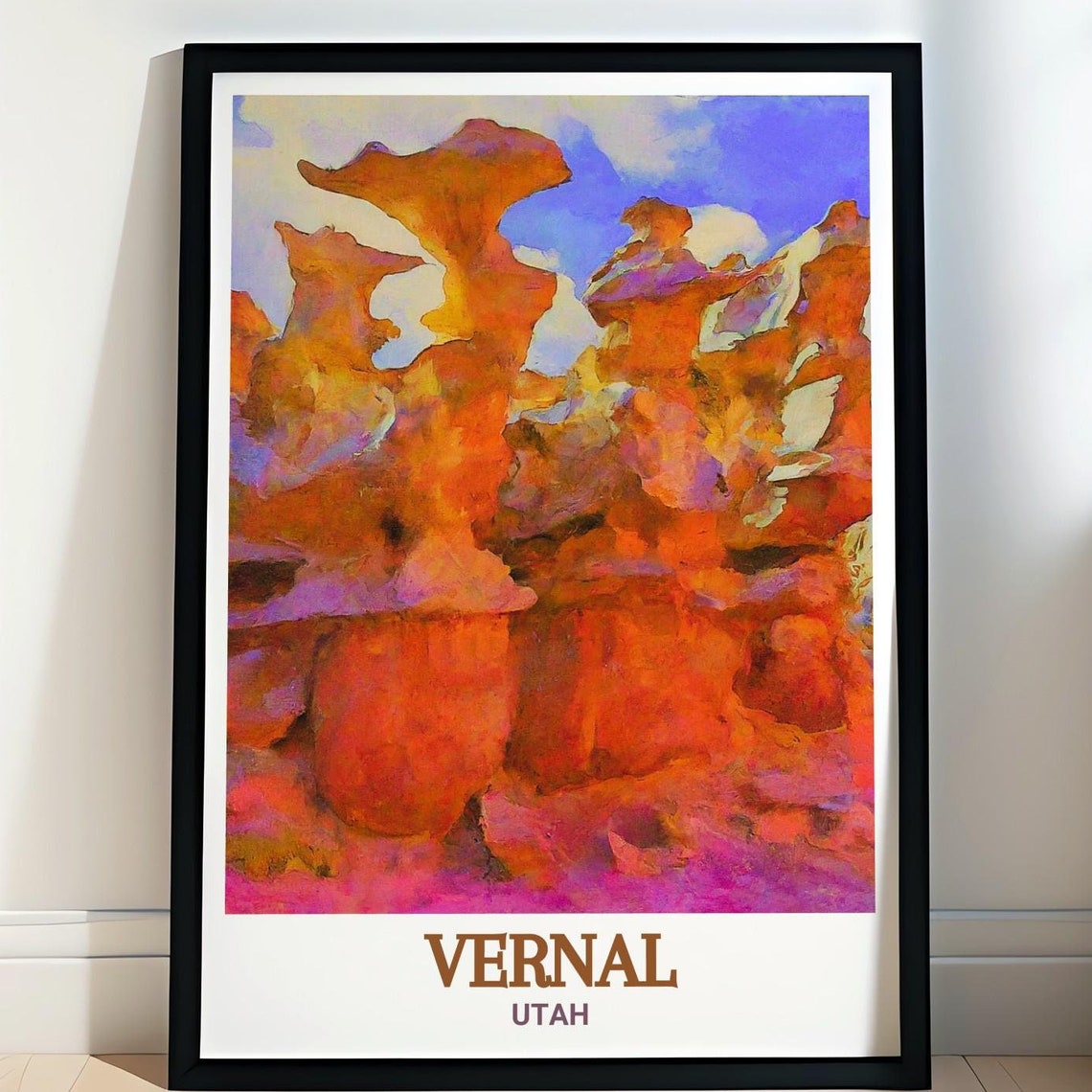 Vernal Utah Orange Rock Formations Desert Scene Travel Poster