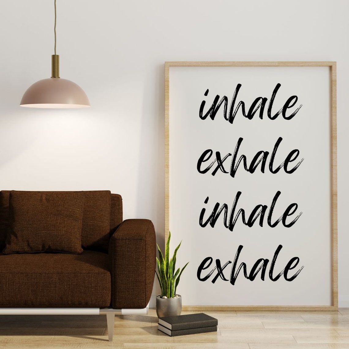 Inhale Exhale Script Minimalist Mindfulness Yoga Decor Poster - Image 3