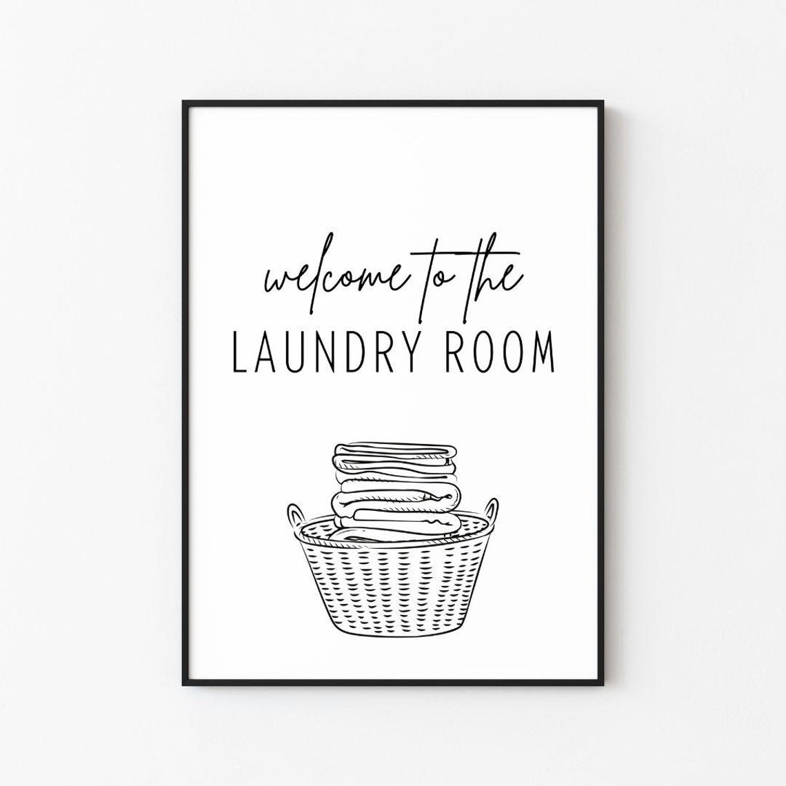 Welcome to the Laundry Room Script Laundry Basket Line Art Poster
