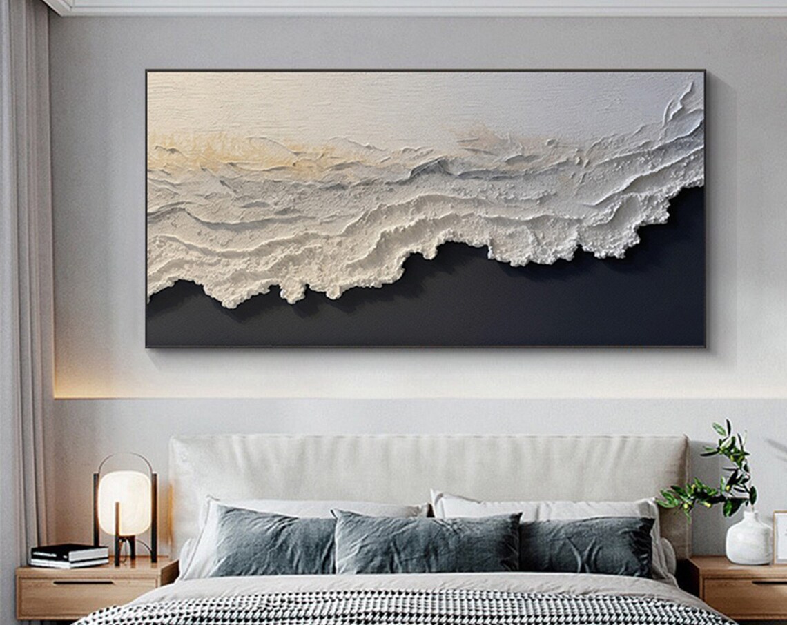 Abstract Ocean Wave Painting, Minimalist Coastal Art - Image 4
