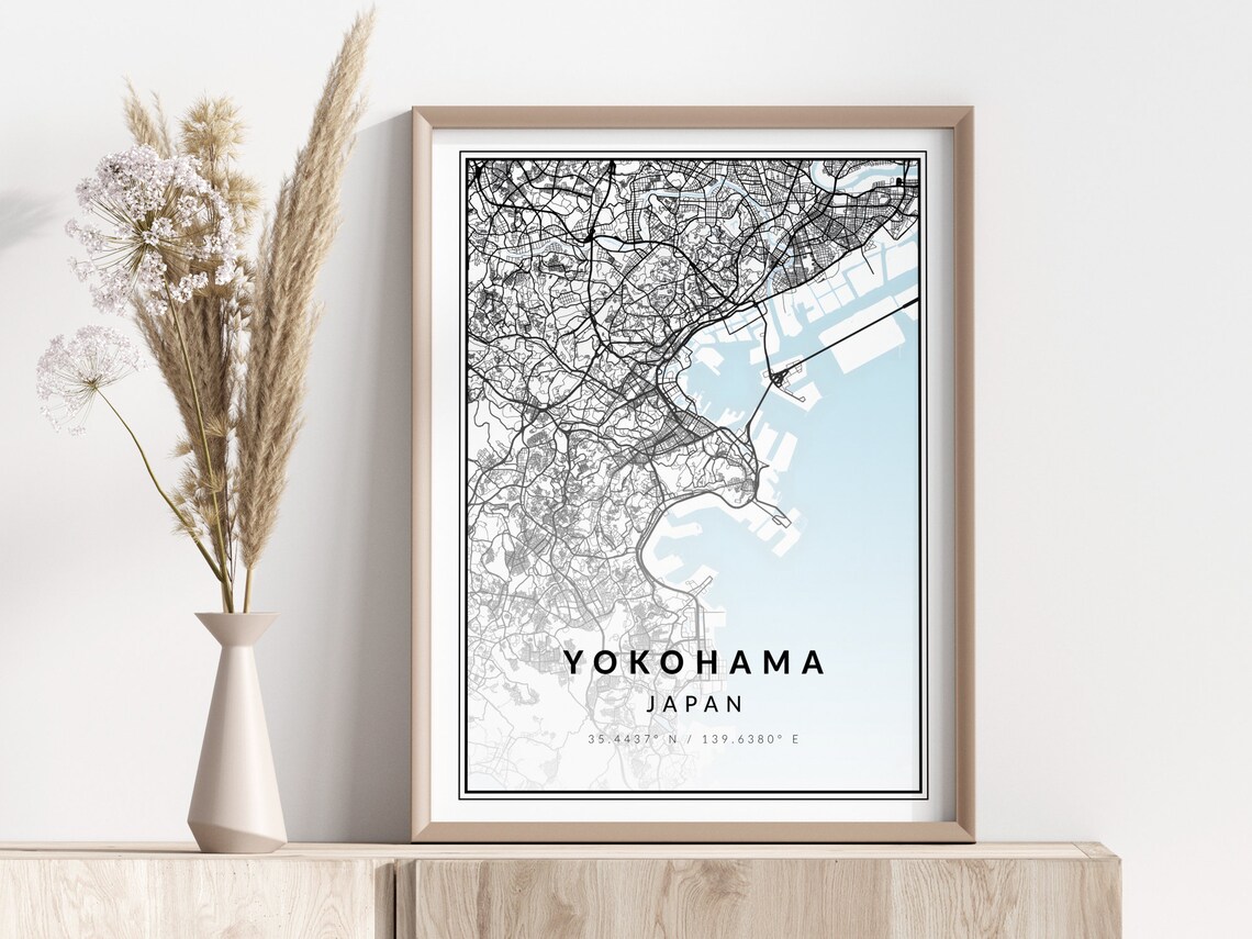 Yokohama Japan Minimalist Street Map Line Art Port City Travel Poster
