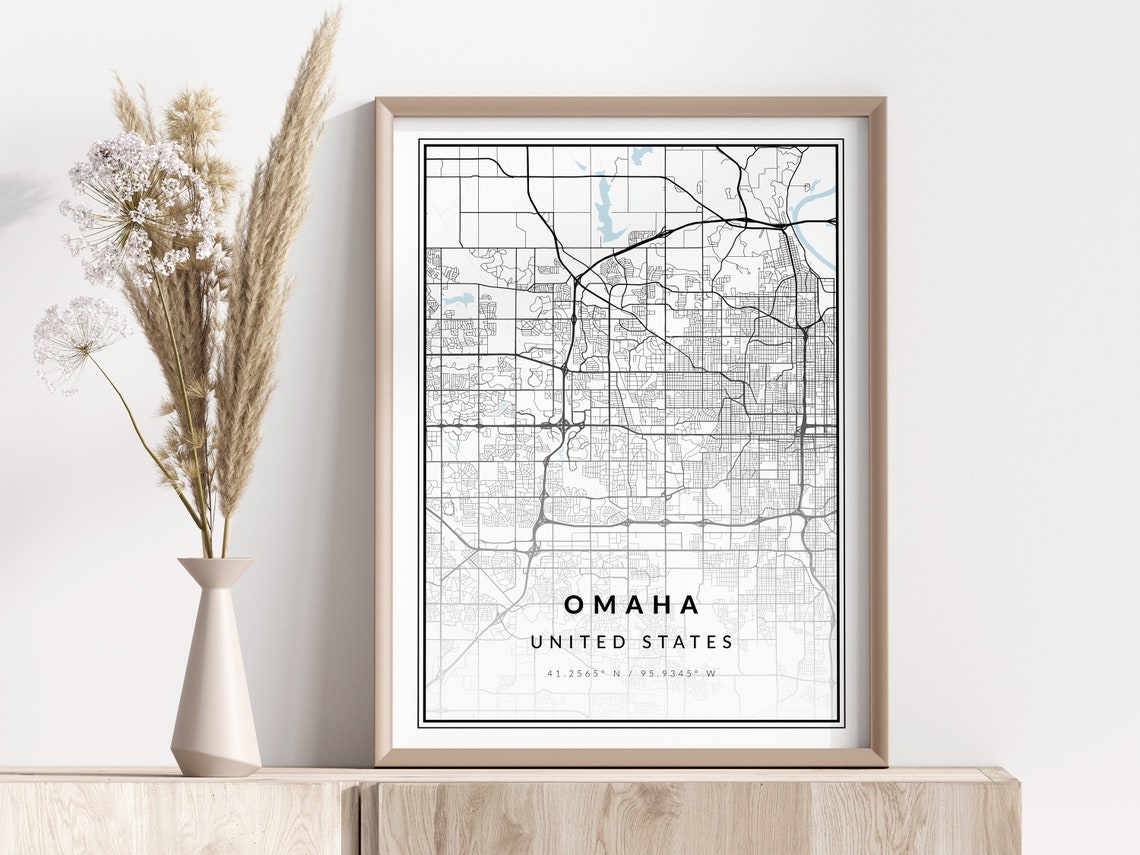 Omaha United States City Street Map Black White Minimalist Map Poster