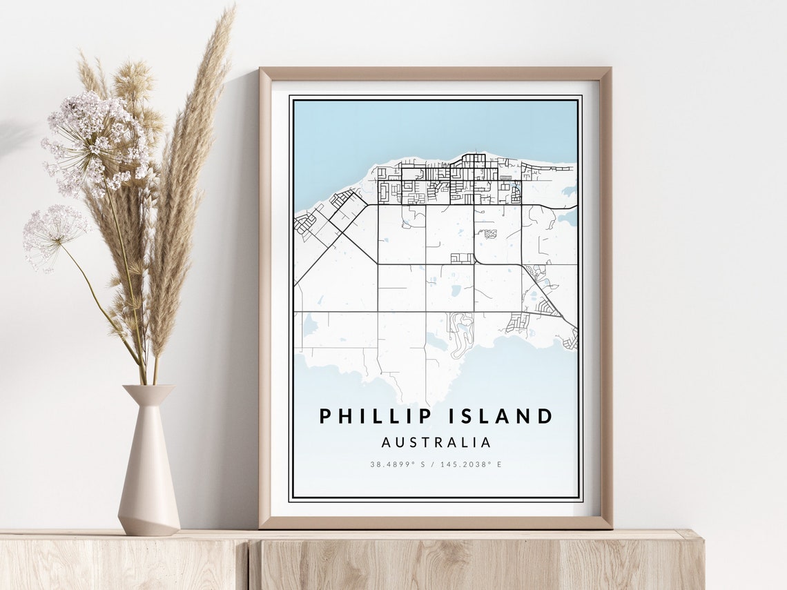 Phillip Island Map Print Poster Wall Art Geographic