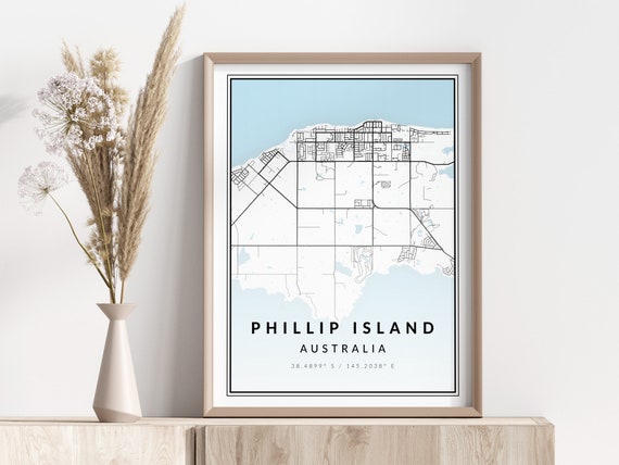Phillip Island Map Print Poster Wall Art Geographic