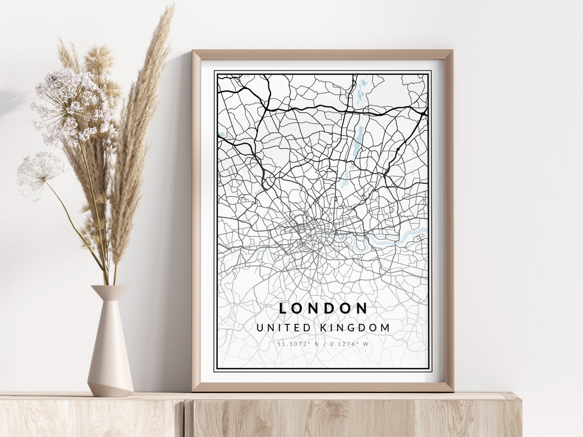 London City Map Print Poster Wall Art Geographic