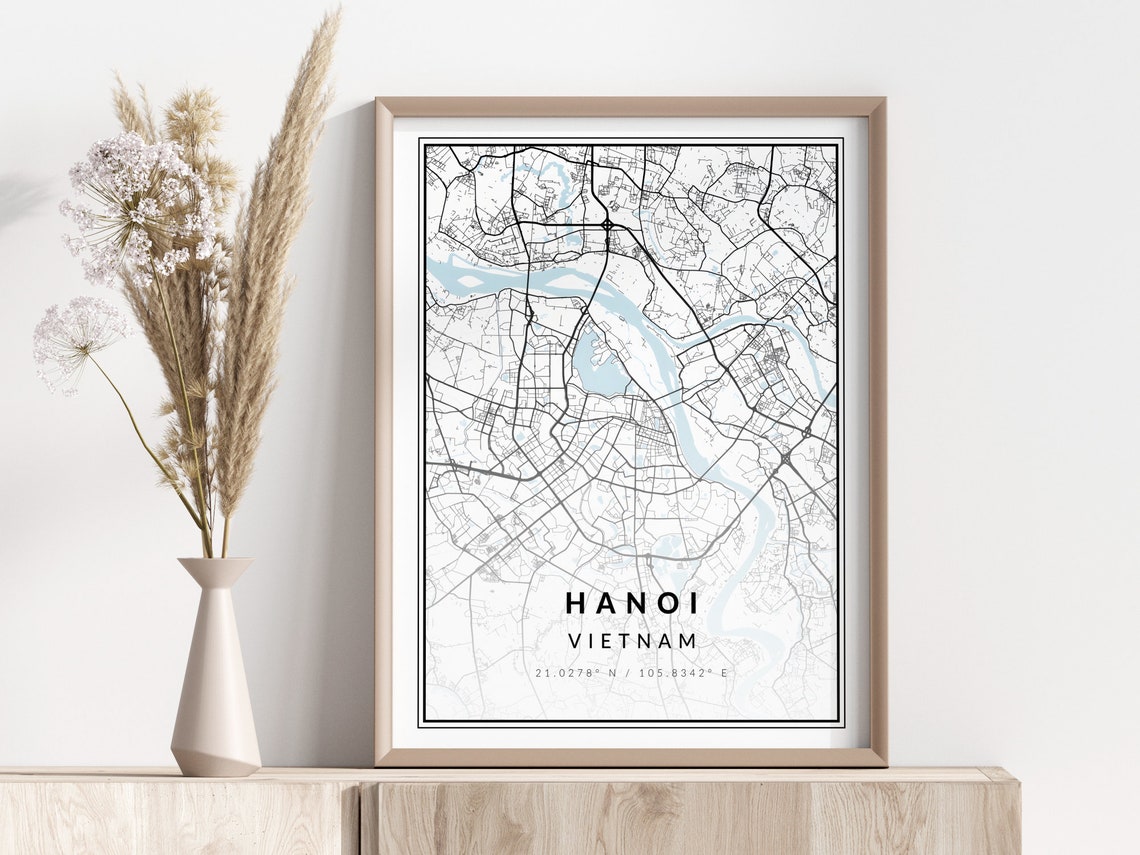 Hanoi City Map Print Poster Wall Art Geographic