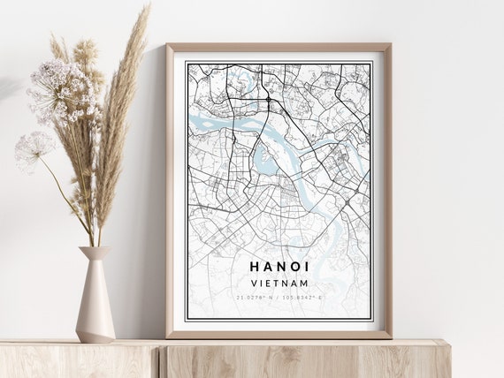 Hanoi City Map Print Poster Wall Art Geographic