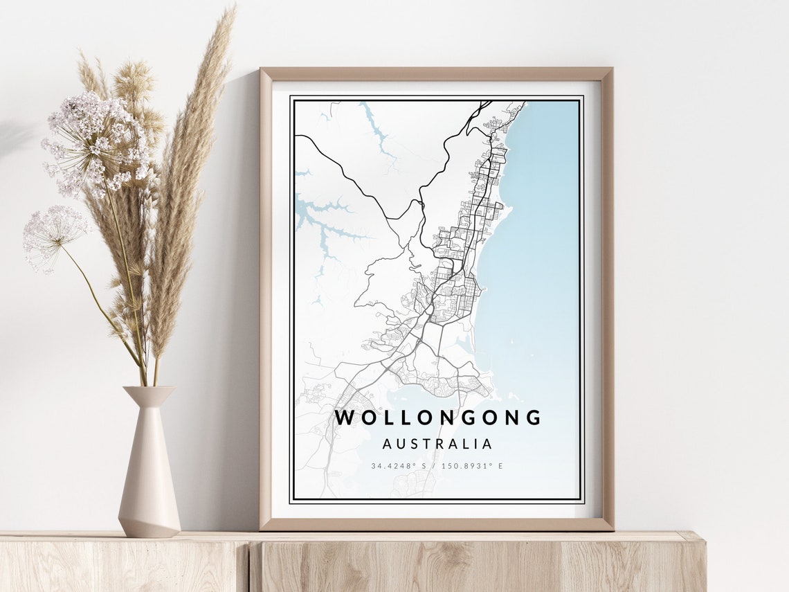 Wollongong Australia Minimalist Coastal City Street Map Poster