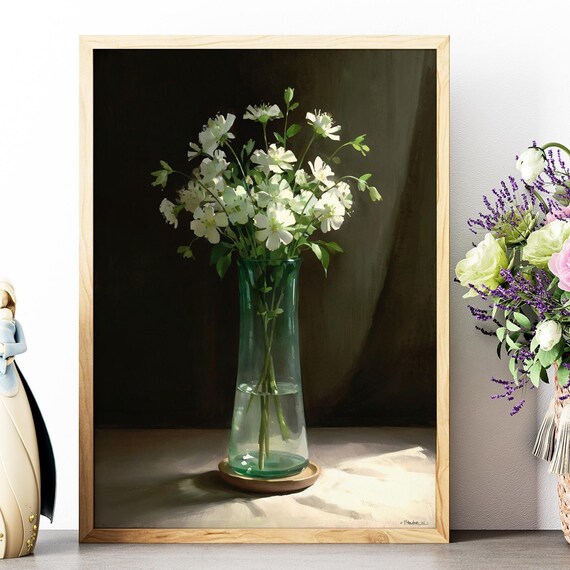 Moody Floral Art Trendy Art Prints Floral Prints Dark Green Wall Art Flowers Art Prints Botanical Art Flowers Poster Print