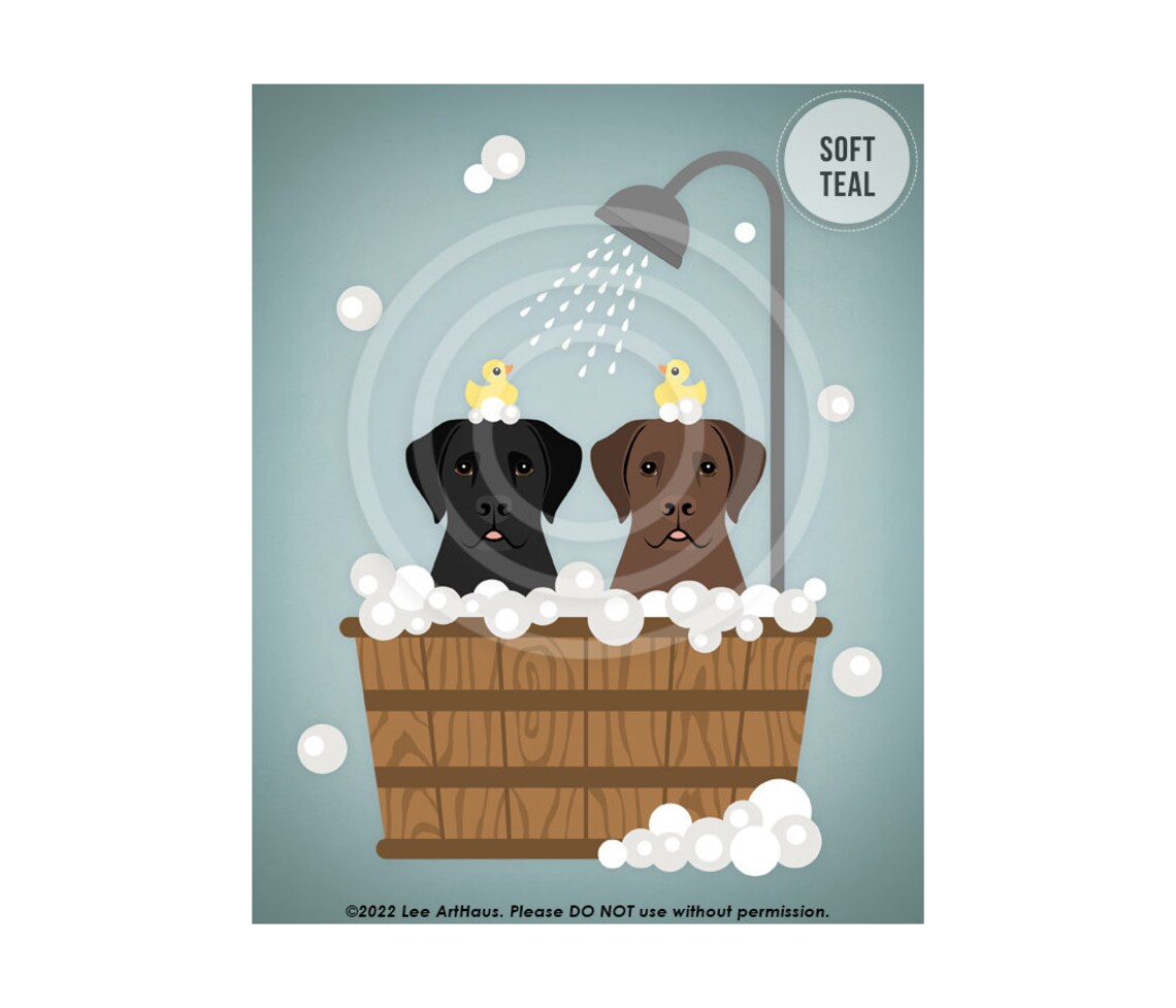 260dp Two Labrador Retriever Dogs In Wooden Tub Wall Art Black Lab Gifts Chocolate Lab Gifts Labrador Retriever Art Dog Art Prints - Image 4