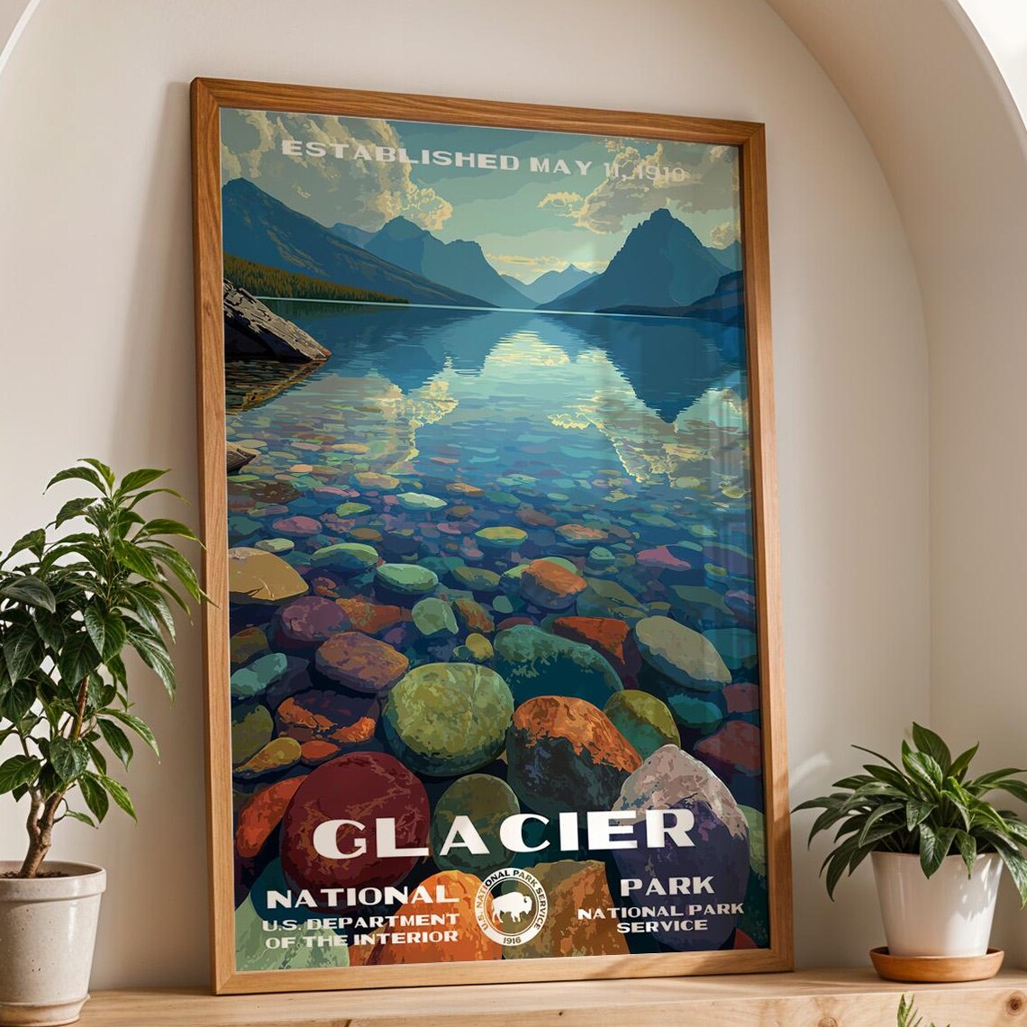 Glacier National Park Vintage Travel Poster Print