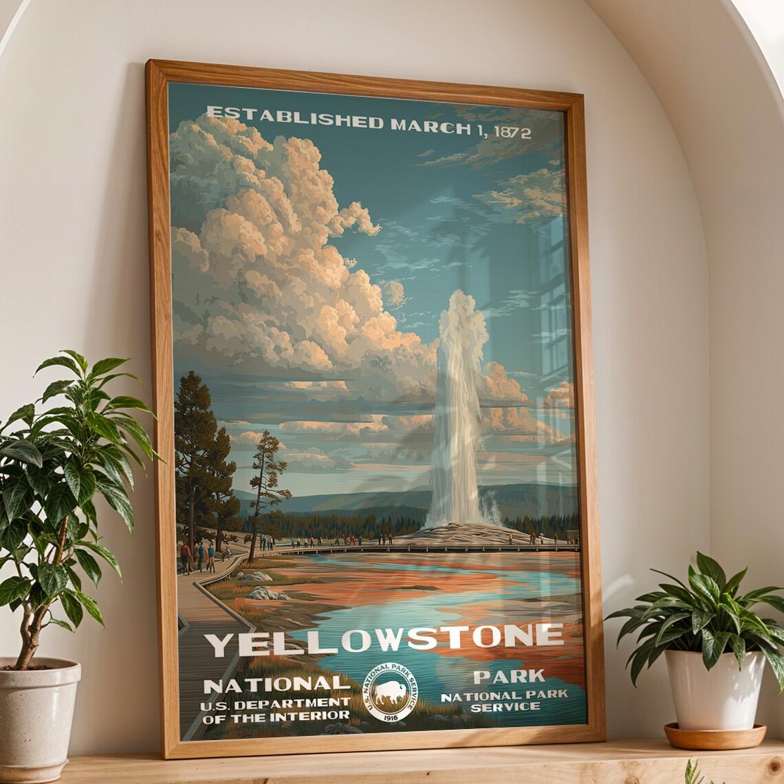 Yellowstone National Park Vintage Landscape Poster