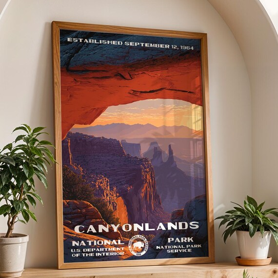 Canyonlands Utah Red Rock Arch Desert Sunset Retro Travel Poster