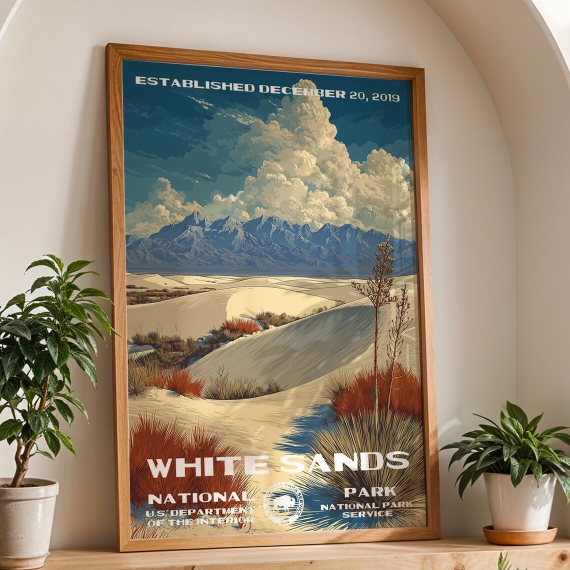 White Sands National Park New Mexico Gypsum Dunes Vintage Poster