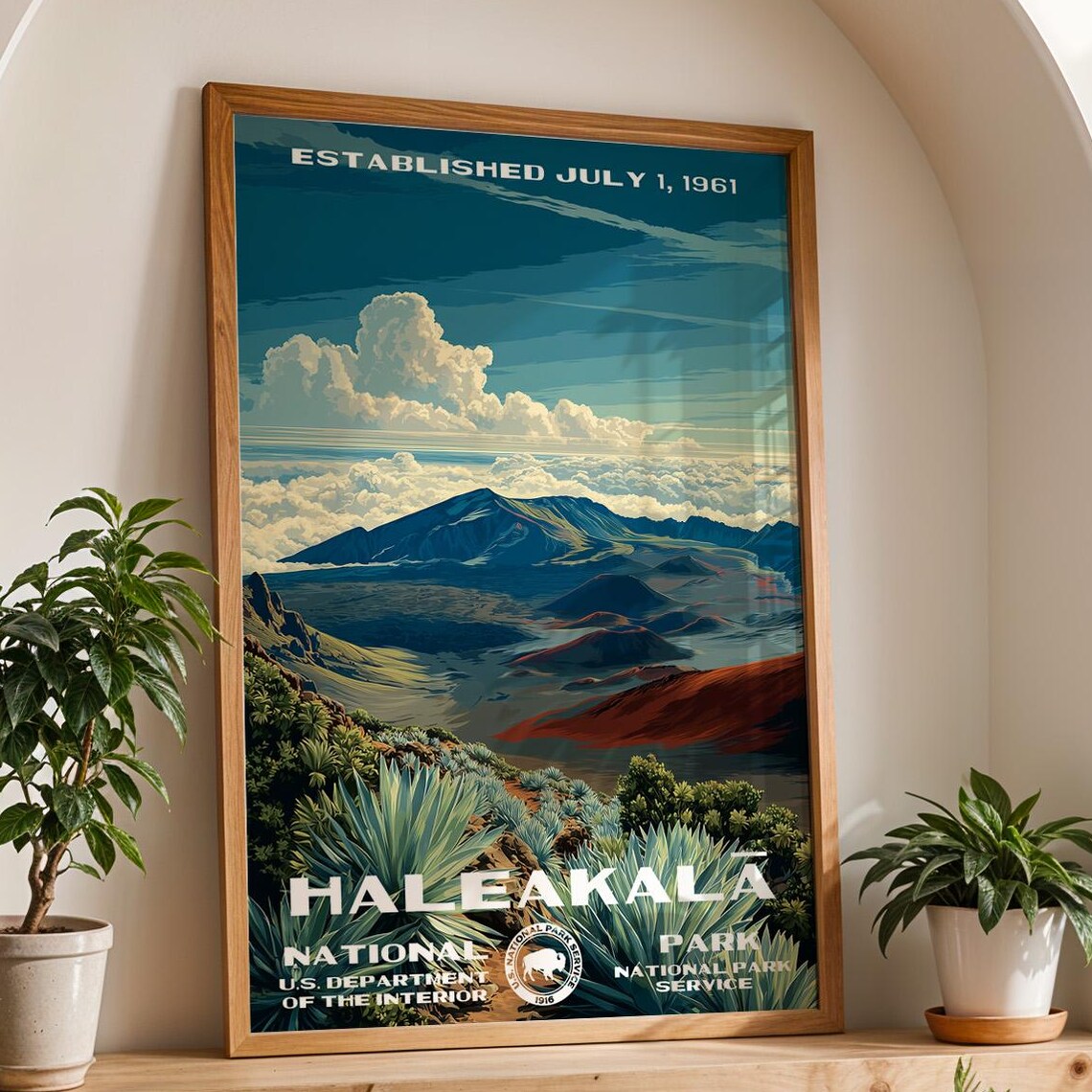 Haleakala National Park Hawaii Volcano Vintage Travel Style Art Poster
