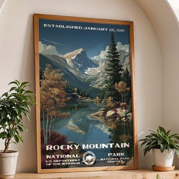 Rocky Mountain National Park Vintage Travel Landscape Poster