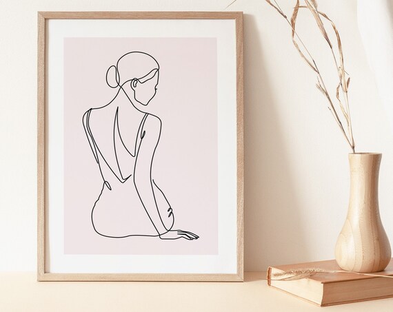 Minimalist Woman One Line Drawing Female Silhouette Wall Art