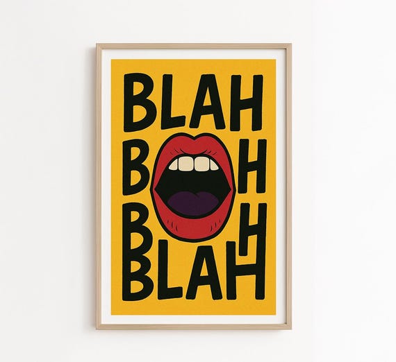 Blah Pop Art Poster Bold Typography Print Funny Wall Modern Canvas Home Decor