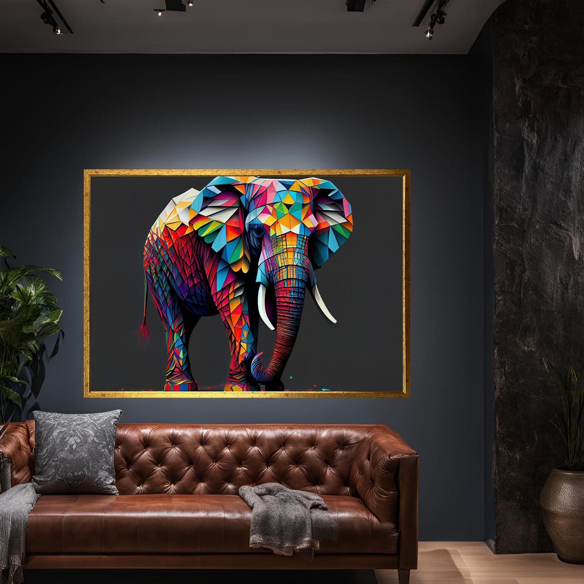 Colorful Elephant Animals Canvas Wall Art Modern Print Abstract Decor For Home
