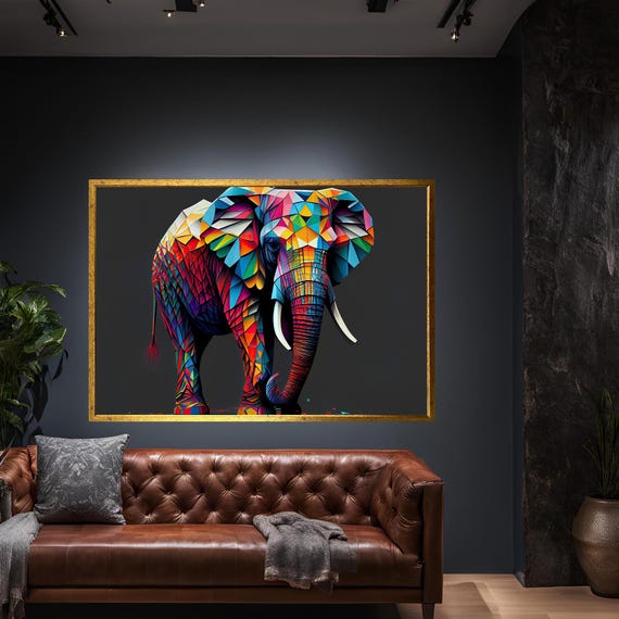 Colorful Elephant Animals Canvas Wall Art Modern Print Abstract Decor For Home