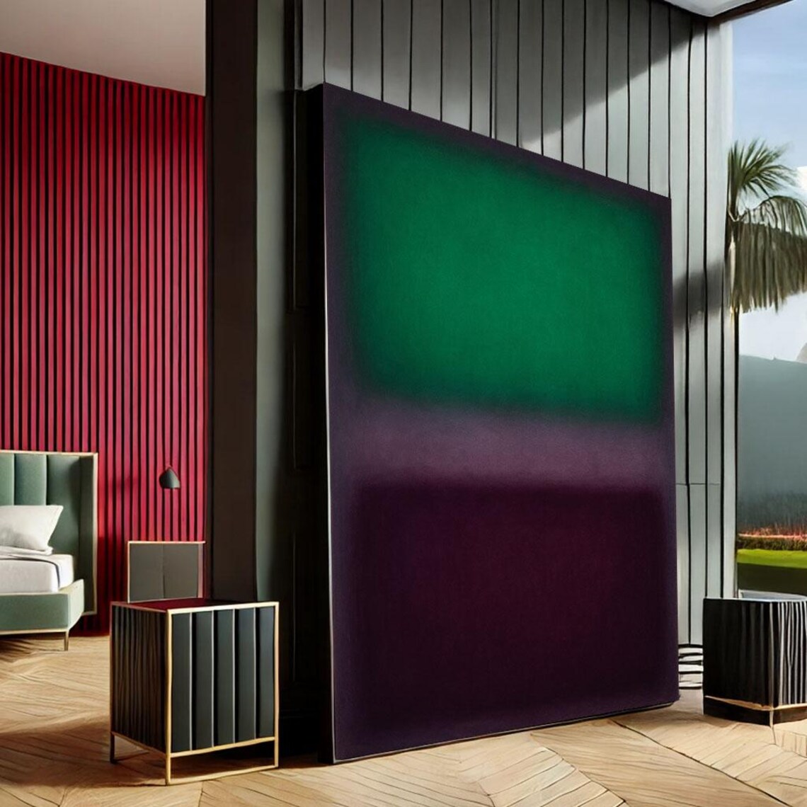 Mark Rothko Inspired Green Purple Color Field Modern Abstract Poster