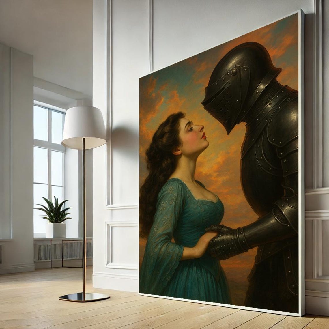 Medieval Knight And Lady Romantic Love Painting Fantasy Wall Poster