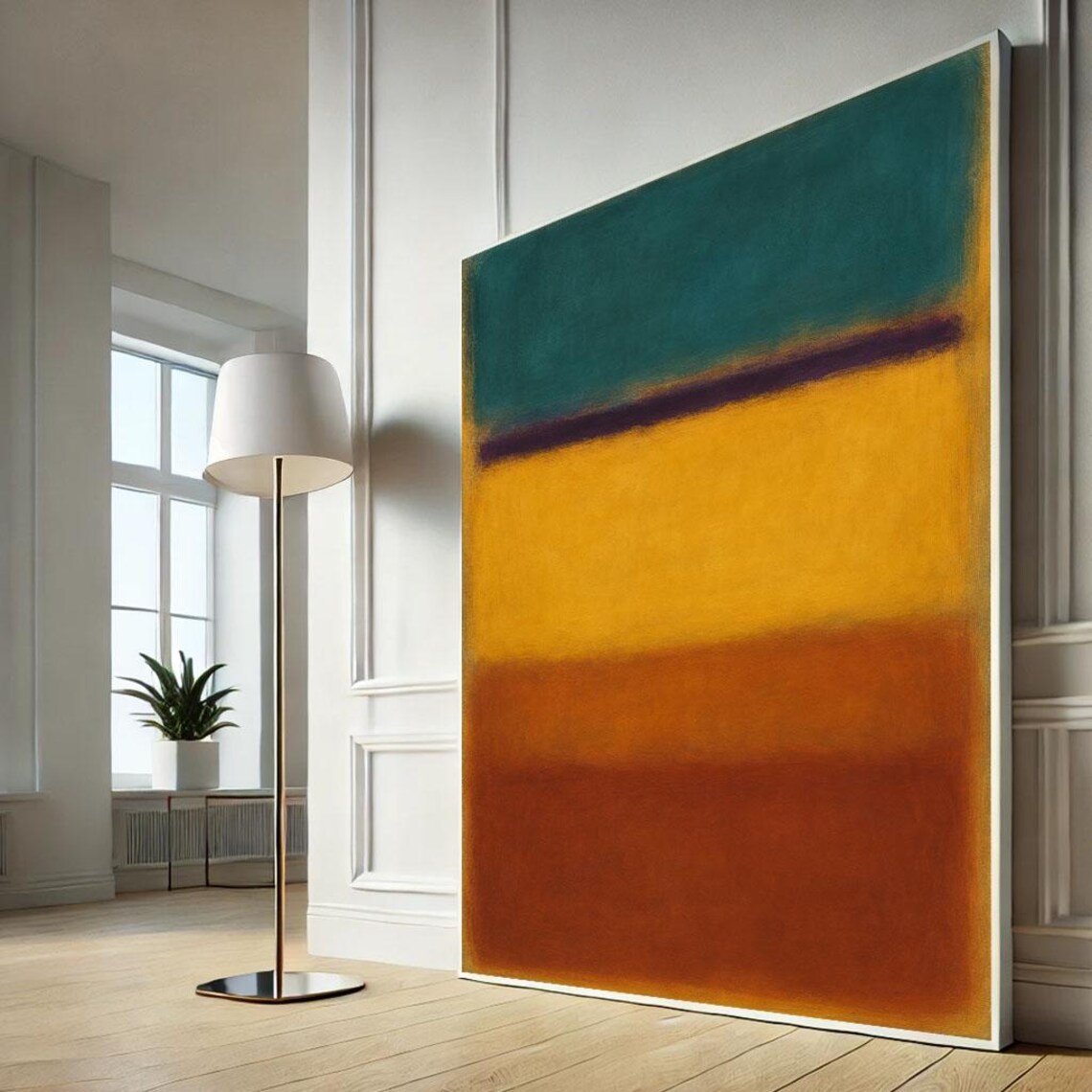 Mark Rothko Inspired Teal and Orange Color Field Abstract Canvas Poster