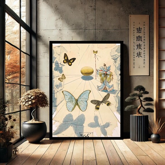 Salvador Dali Surrealist Butterfly Painting Reproduction Poster