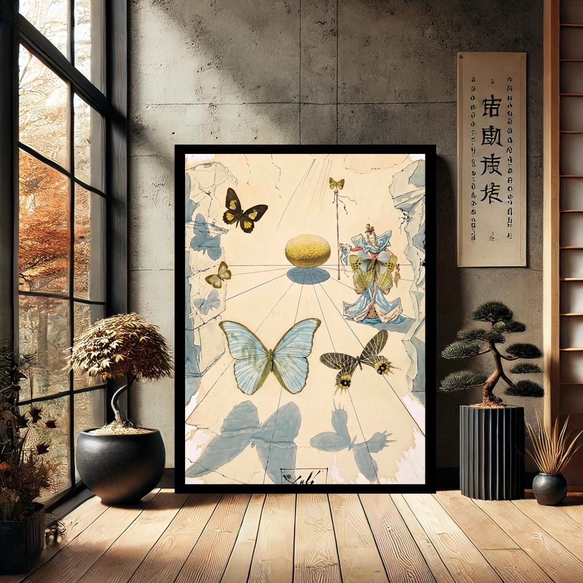 Salvador Dali Surrealist Butterfly Painting Reproduction Poster