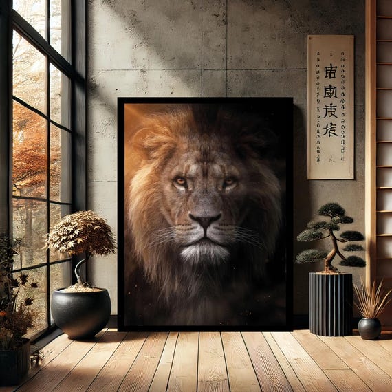African Lion Animals Canvas Wall Art Modern Print Abstract Decor For Home