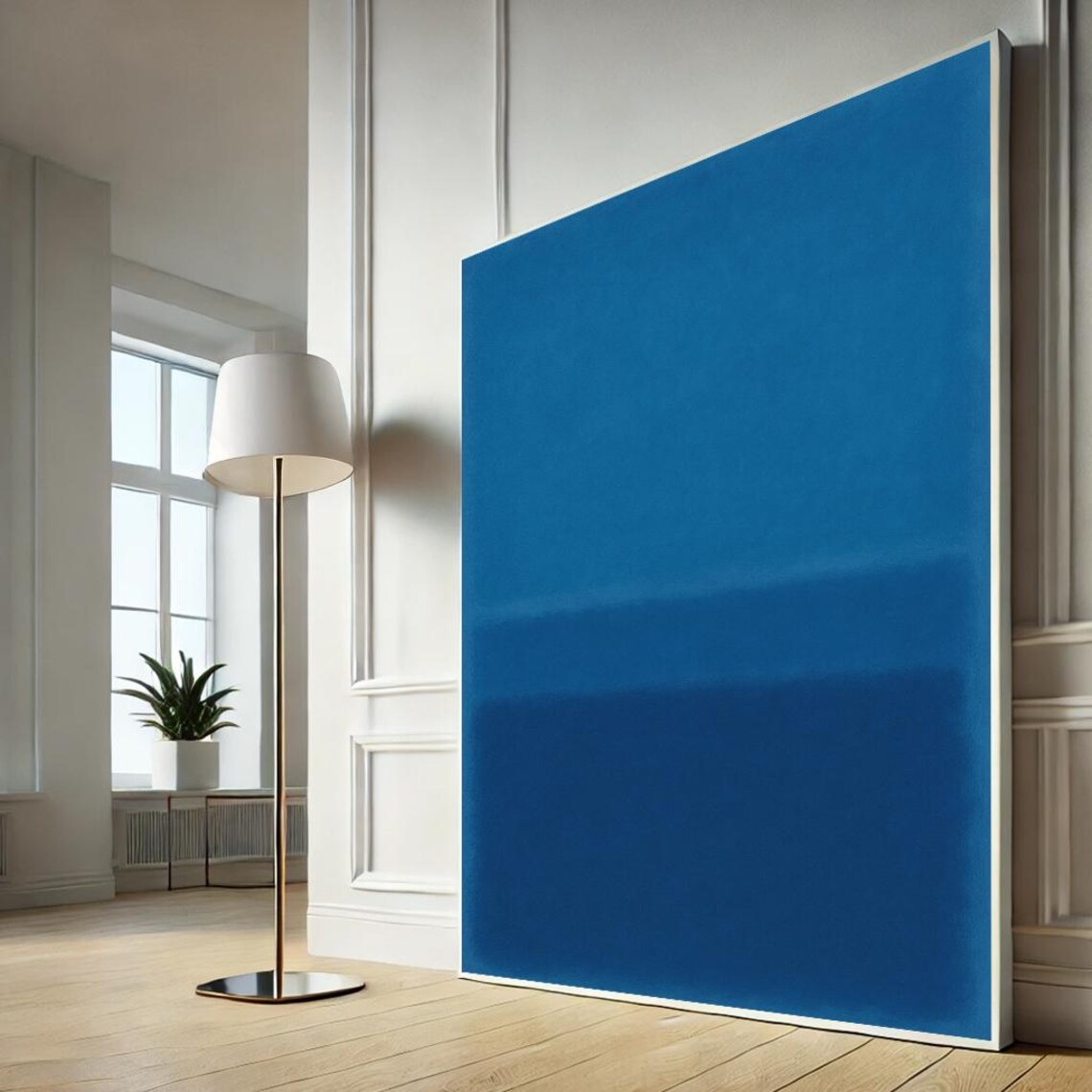 Minimalist Deep Blue Color Field Abstract Painting Poster for Home