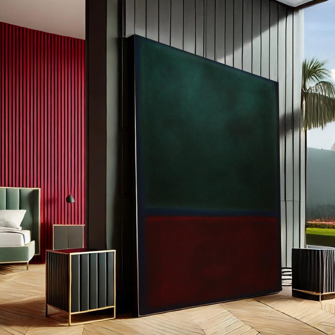 Bold Abstract Modern Canvas Wall Art Print Green Red Living Room Decor Statement Piece