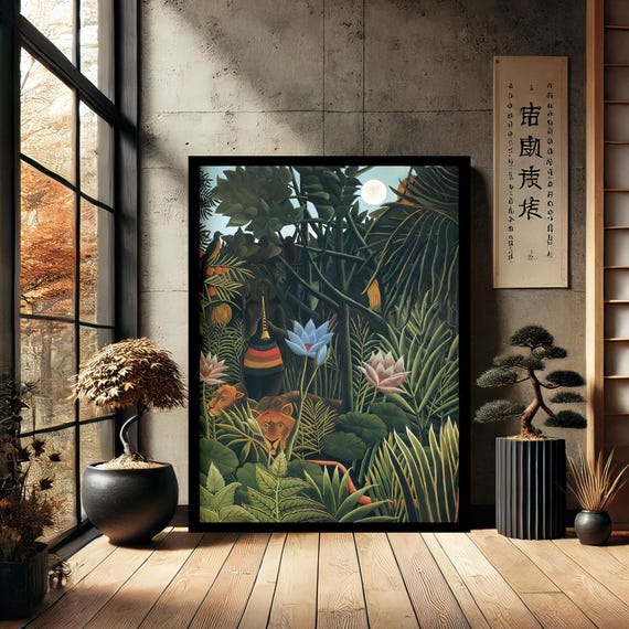 Henri Rousseau The Equatorial Jungle 1909 Canvas Wall Art Modern Print Painting