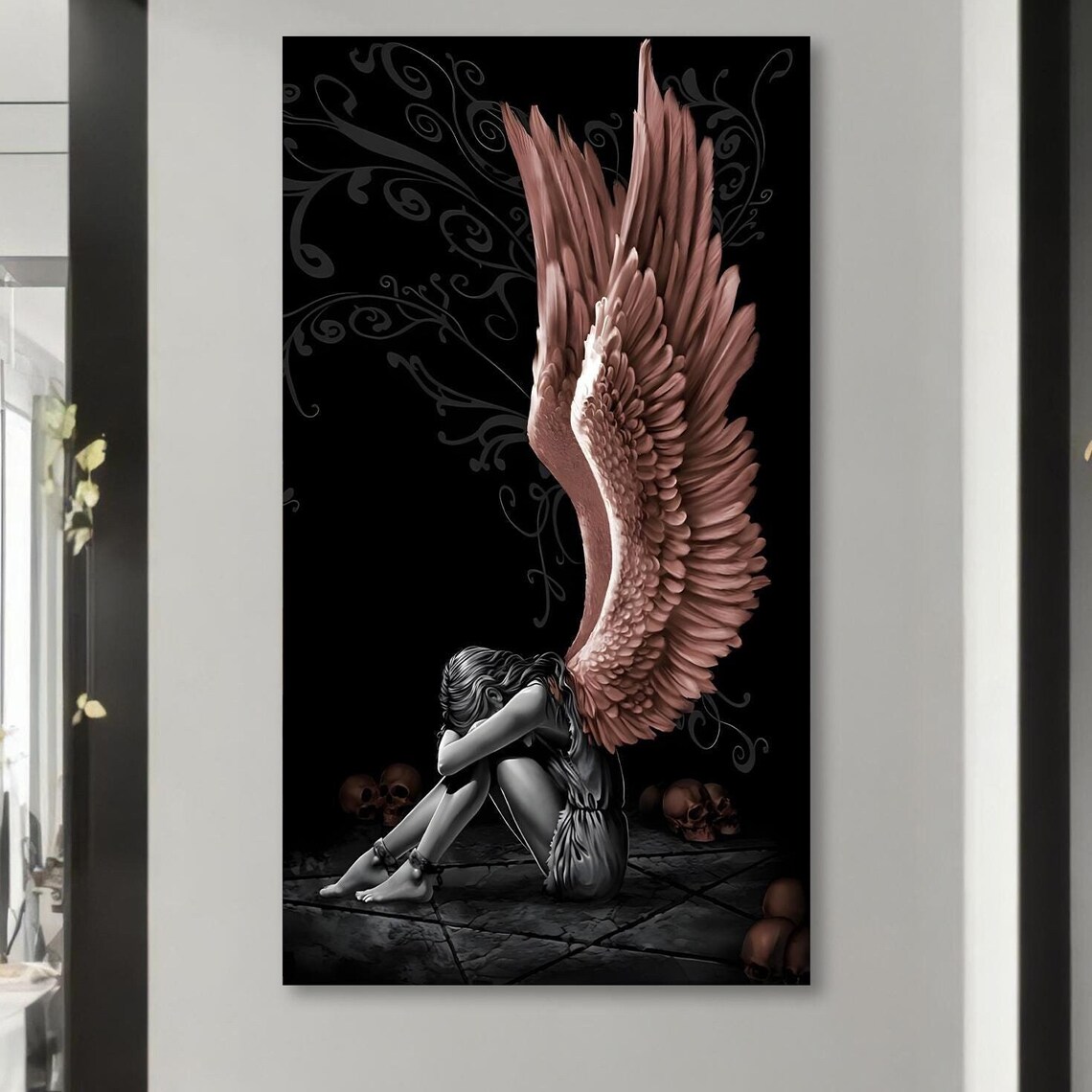Dark Angel Painting, Gothic Emotional Art Print