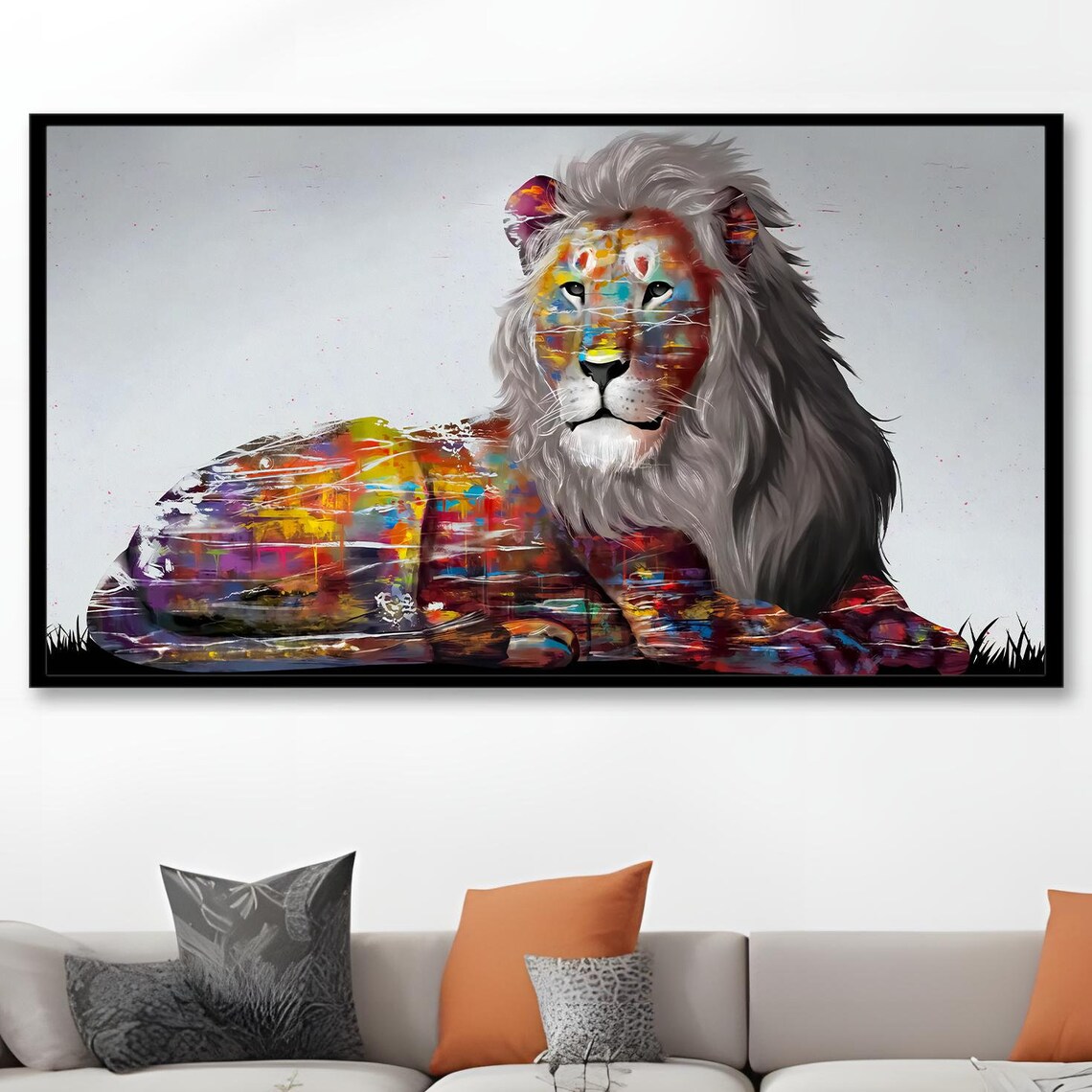 Abstract Lion Painting, Contemporary Animal Art