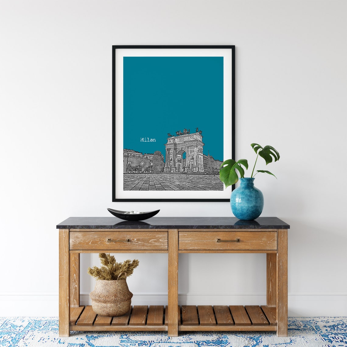 Milan Arco della Pace Teal Pop Art Triumph Arch Italy Poster - Image 2