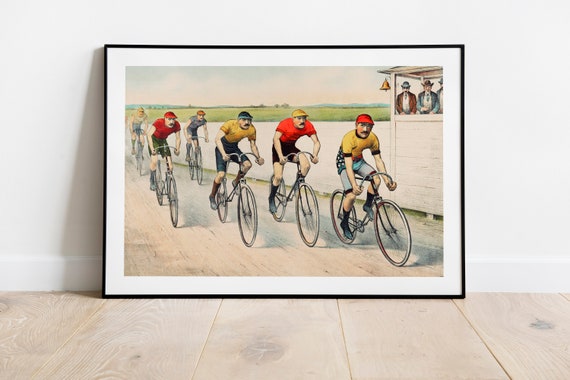 Cycling Print Cycling Gifts Vintage Poster Illustration Office Decor Wall Art