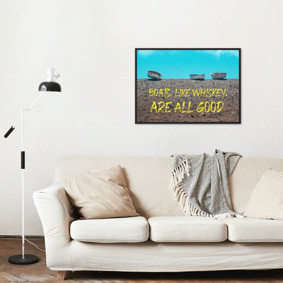 Boats Like Whiskey Are All Good Fun Quote Beached Boats Poster - Image 3
