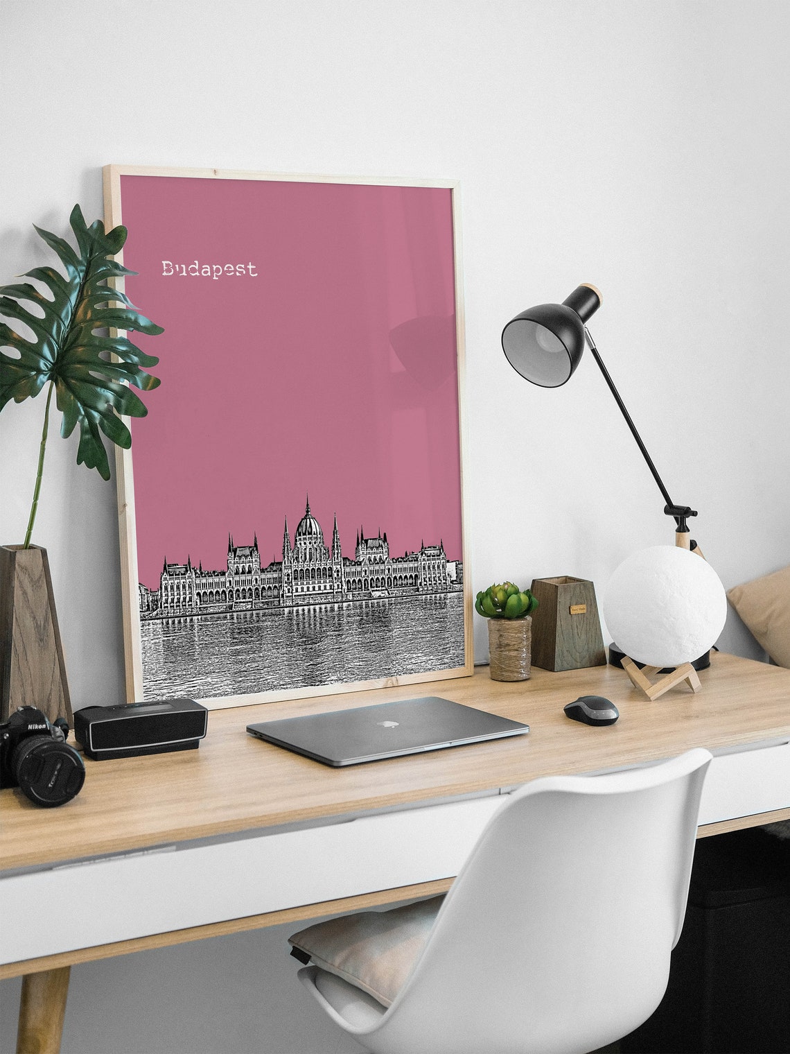 Budapest Hungary Parliament Color Block Poster With Custom Sky Color - Image 2