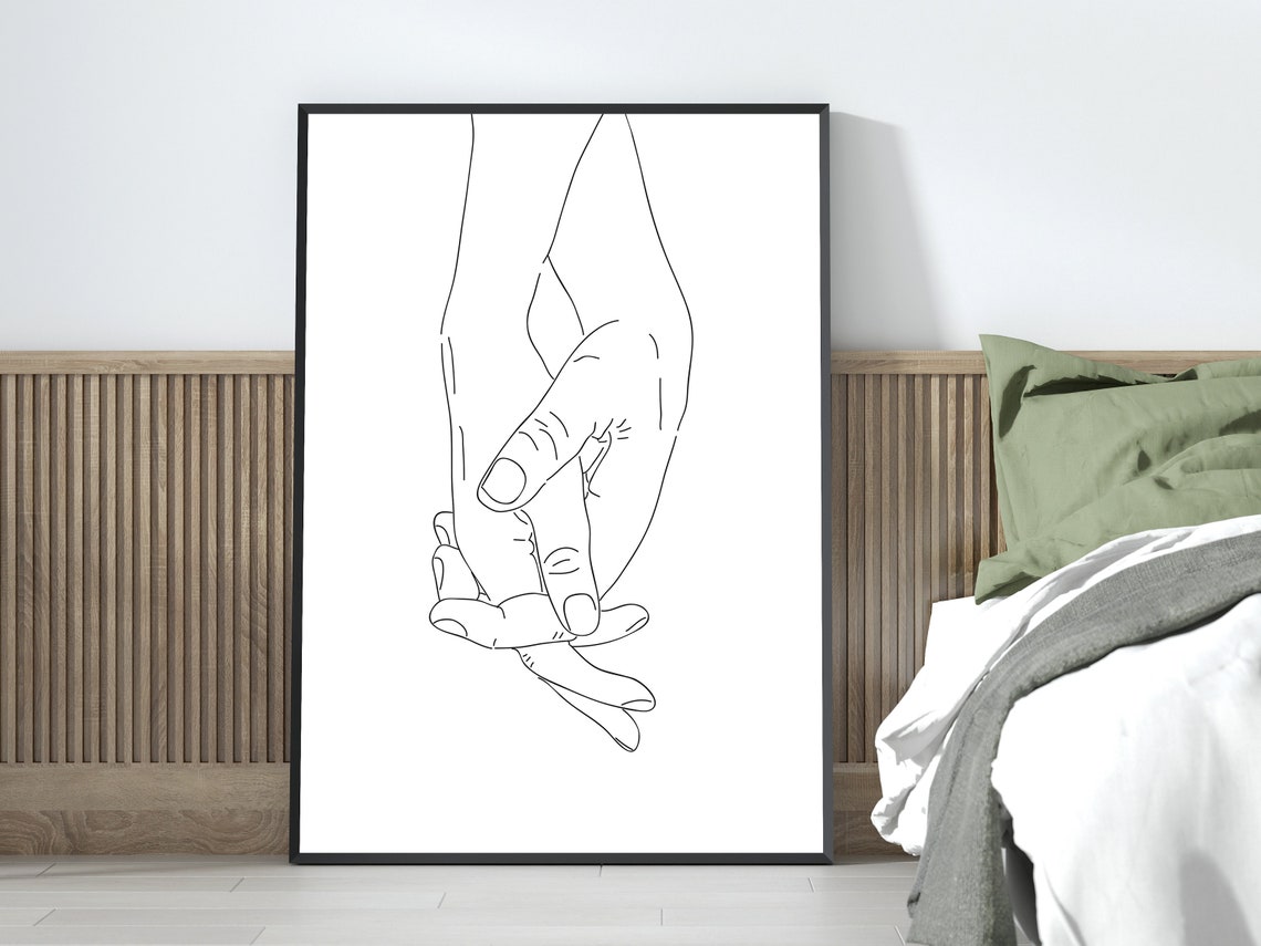 Holding Hands One Line Drawing Poster Minimalist Love Couple Decor - Image 4