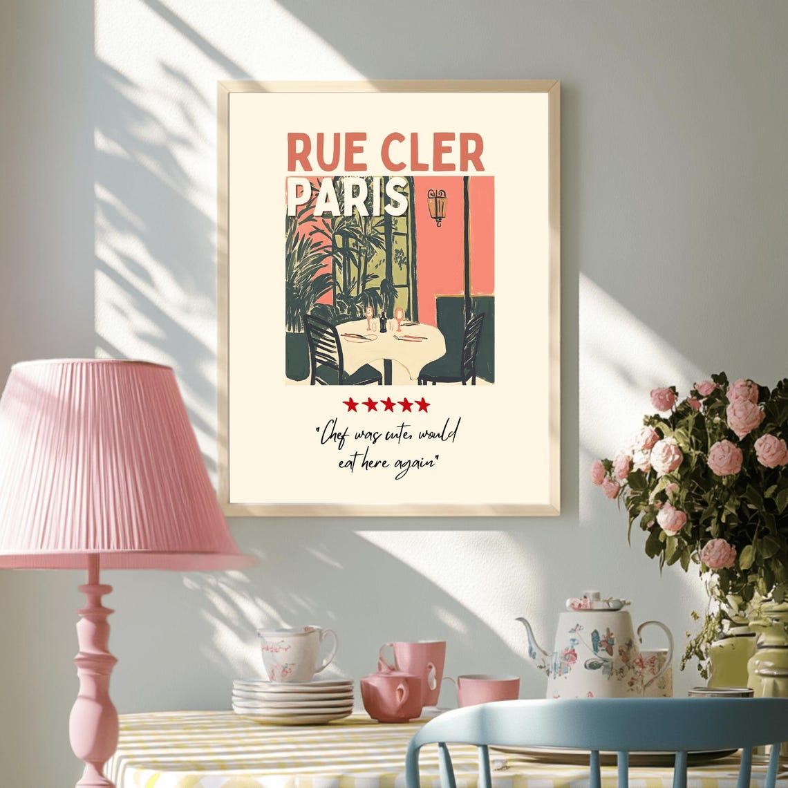 Rue Cler Paris Bistro Illustration Five Star Chef Review Poster - Image 3