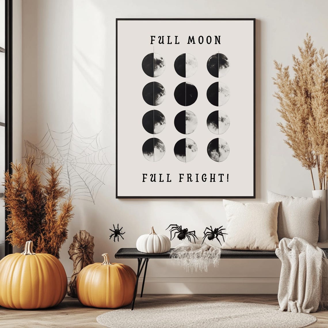 Full Moon Full Fright Spooky Halloween Lunar Phases Chart Poster - Image 2