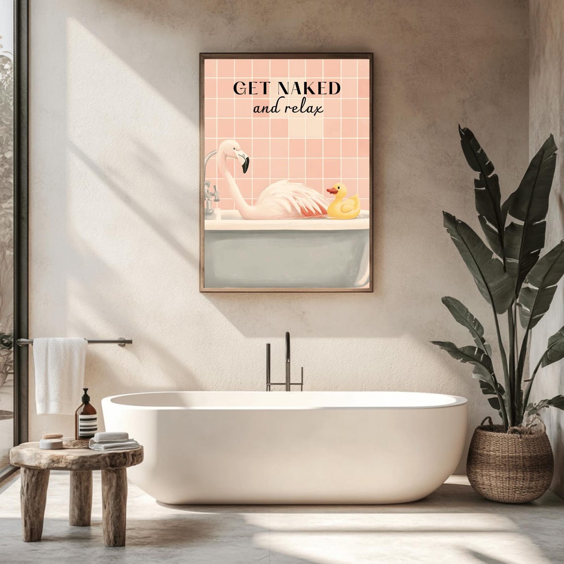 Animal Flamingo Bathroom Sink Print Bird Wall Art Vintage Wall Art Toilet Restroom Funny Bathroom Wall Art Homedecor - Image 2