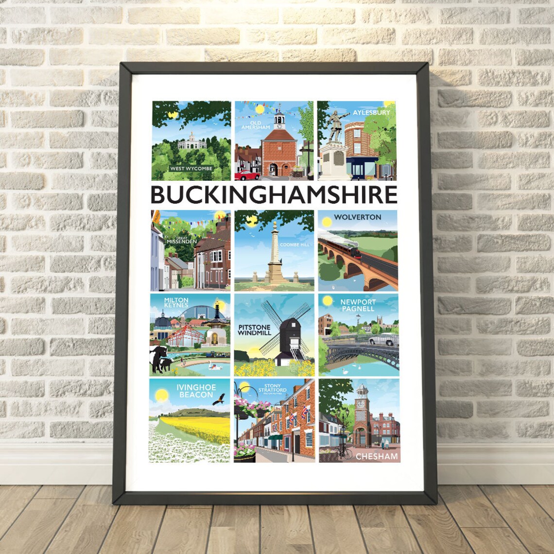 Buckinghamshire County Travel Poster, Memory Print