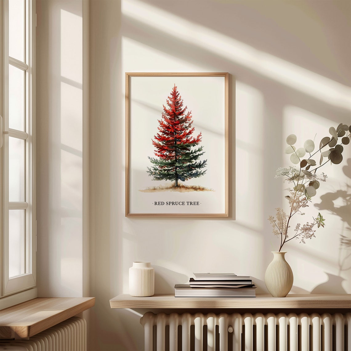 Red Spruce Tree Watercolor Evergreen Forest Botanical Art Poster - Image 3