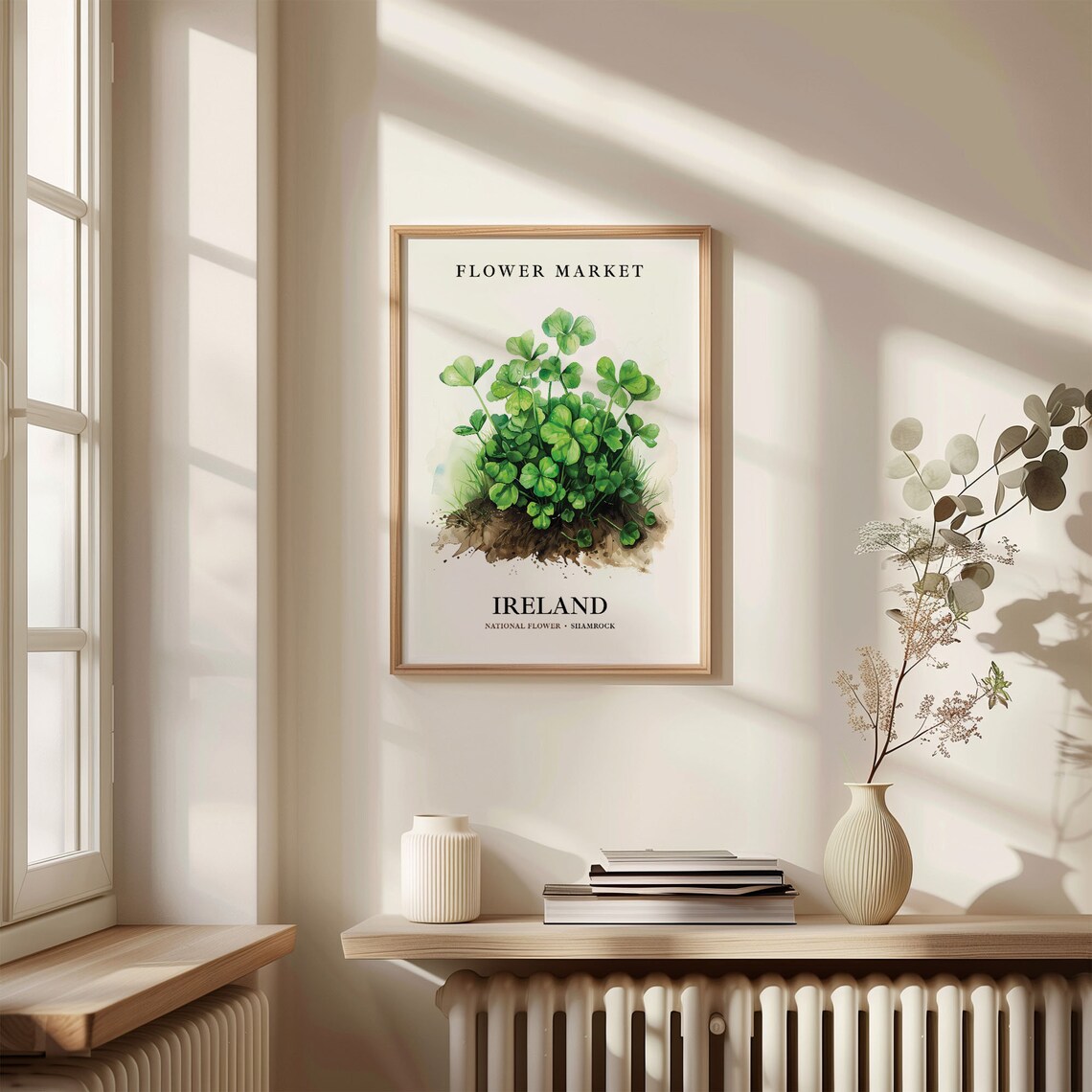 Ireland Shamrock Neutral Botanical Art Print - Image 3