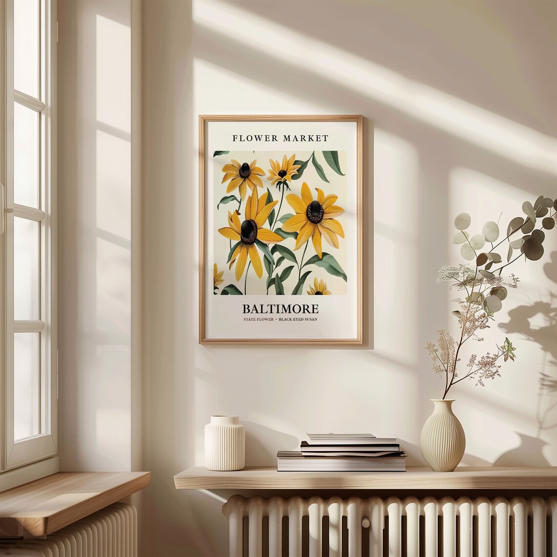 Baltimore Black Eyed Susan Flower Market Vintage Botanical Poster - Image 3